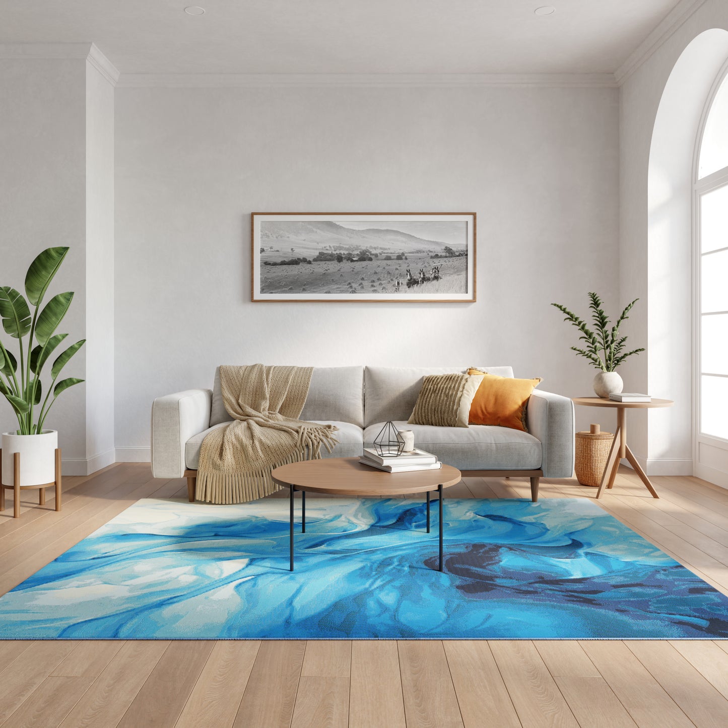 Nourison Color Splash 4' x 6' Blue Ivory Modern Rug