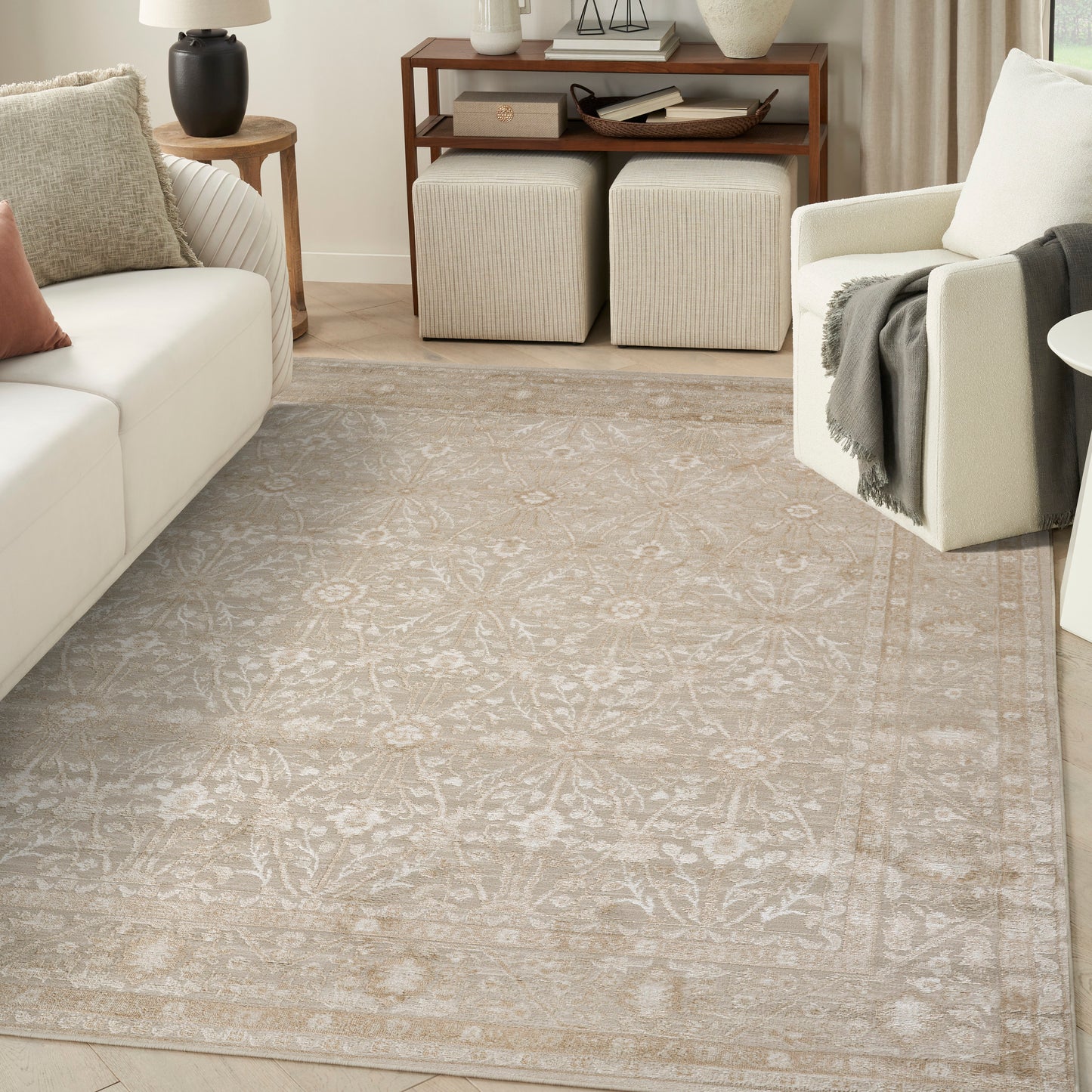 Nourison Dekor 7'10" x 9'10" Cream Beige Vintage Indoor Rug