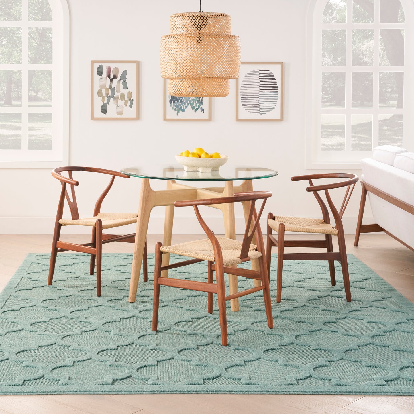 Nourison Easy Care 9' x 12' Aqua Teal Modern Rug