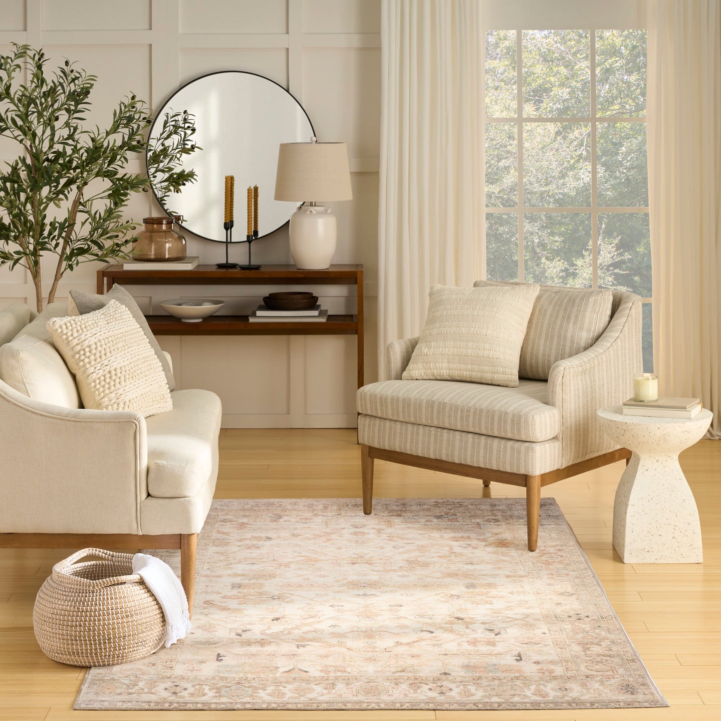 Nourison Vintage Washables 5'3" x 7'3" Beige Vintage Indoor Rug