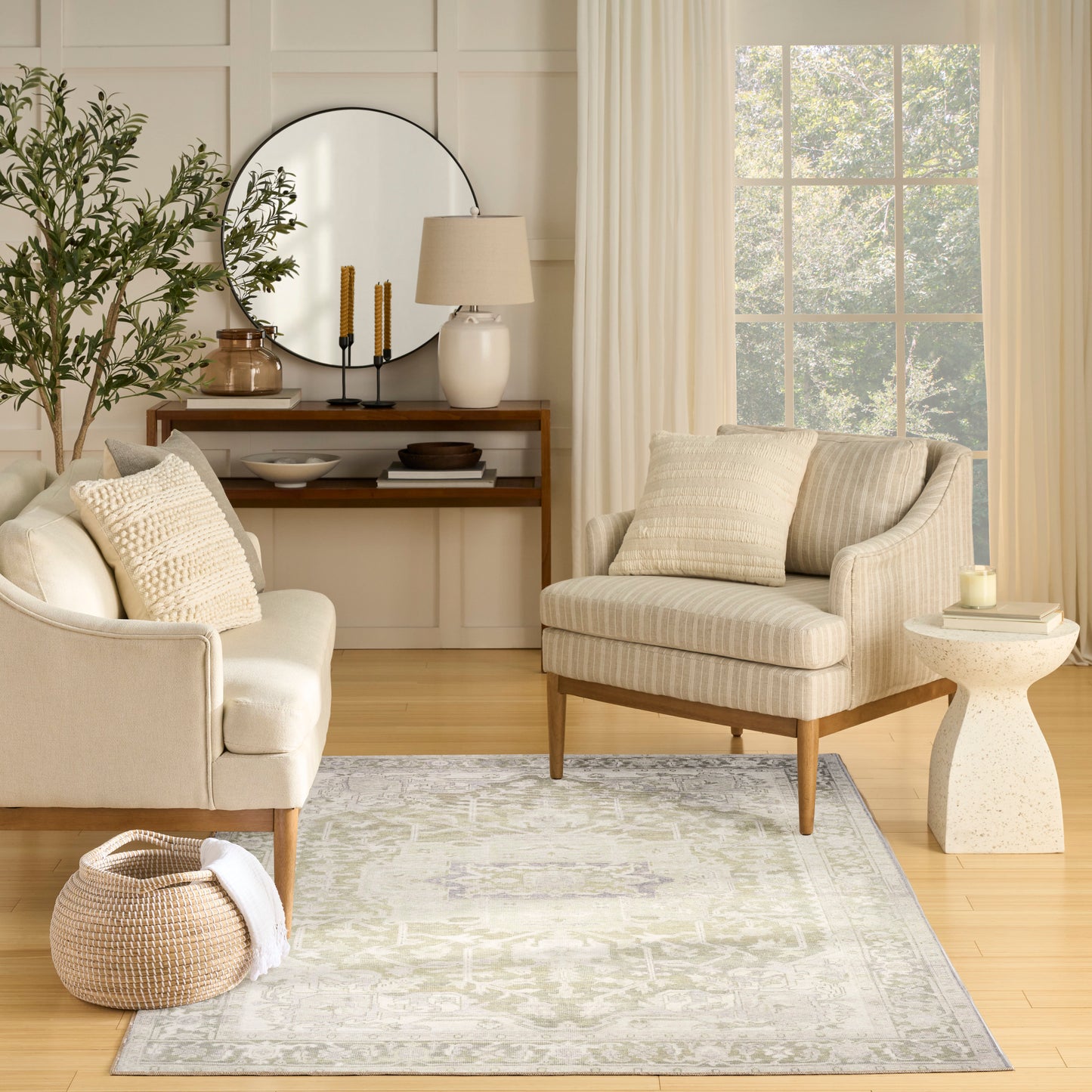 Nourison Vintage Washables 4' x 6' Green Vintage Indoor Rug