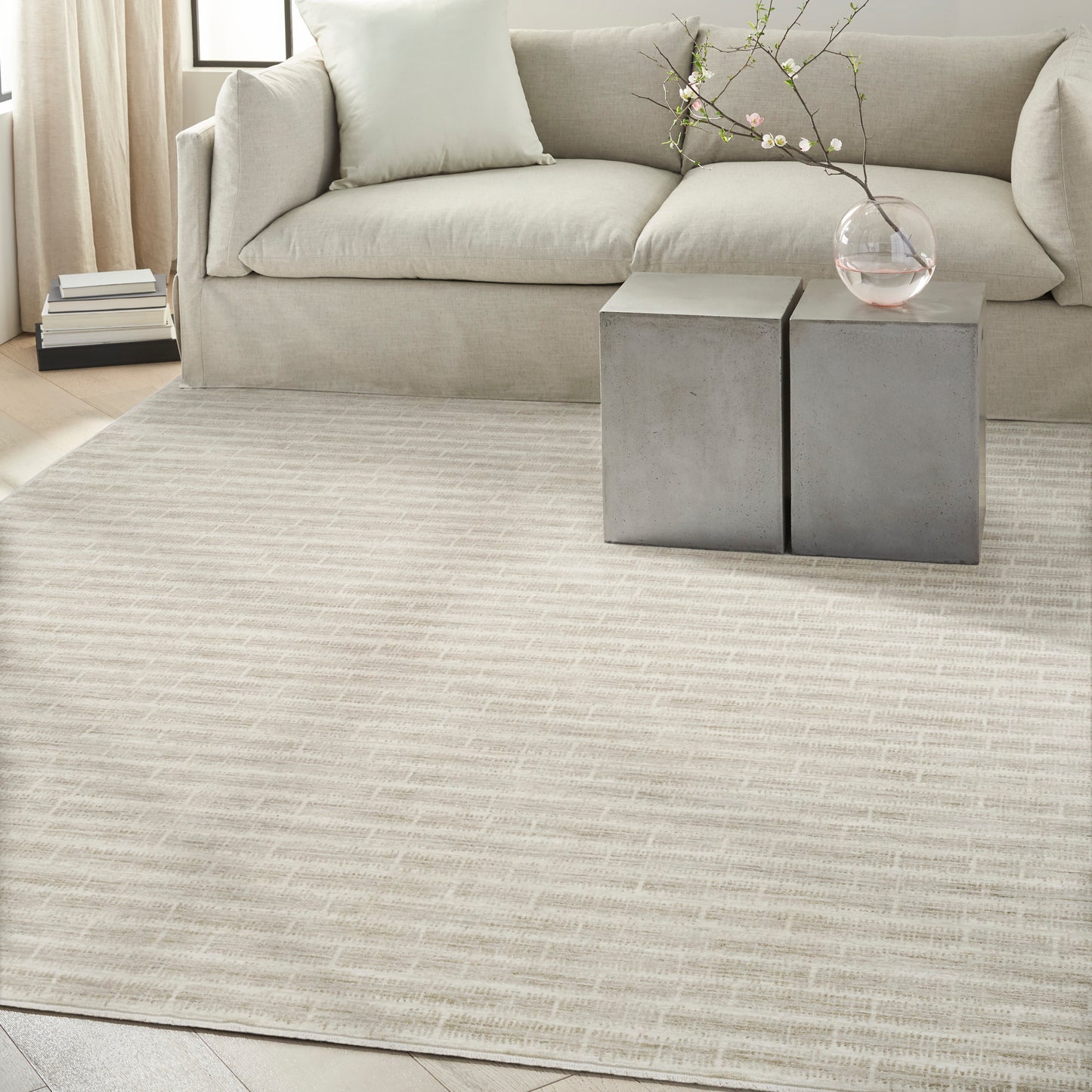Calvin Klein CK079 Notes 7'10" x 9'10" Ivory Grey Modern Indoor Rug