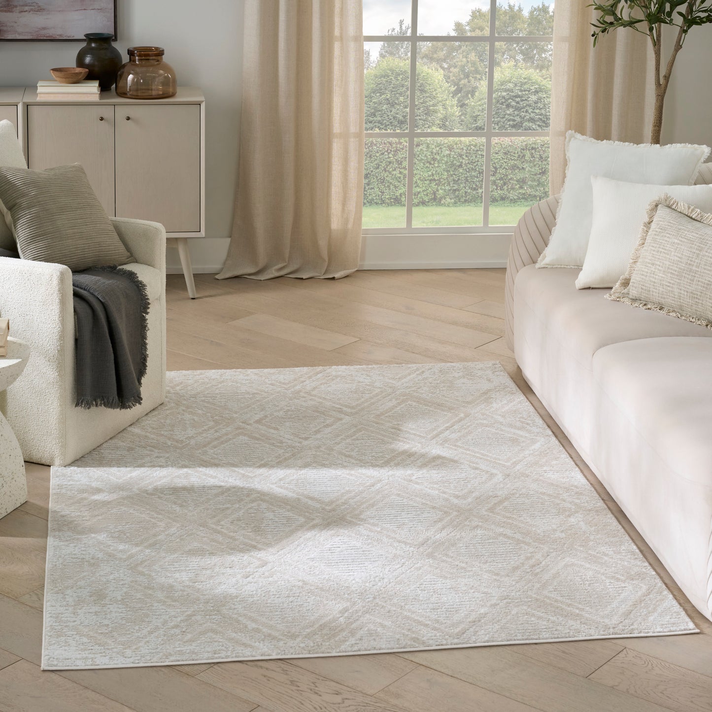 Nourison Dekor 5'3" x 7' Beige Modern Indoor Rug