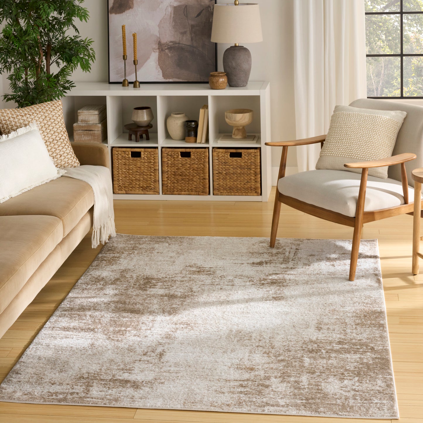 Nourison Dekor 4' x 6' Ivory Taupe Modern Indoor Rug