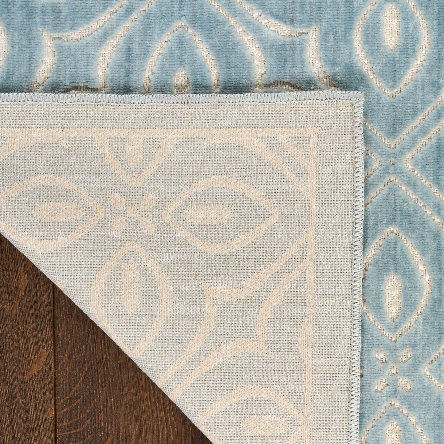 Nourison Washable Charm 2'2" x 10' Blue Ivory Contemporary Indoor Rug