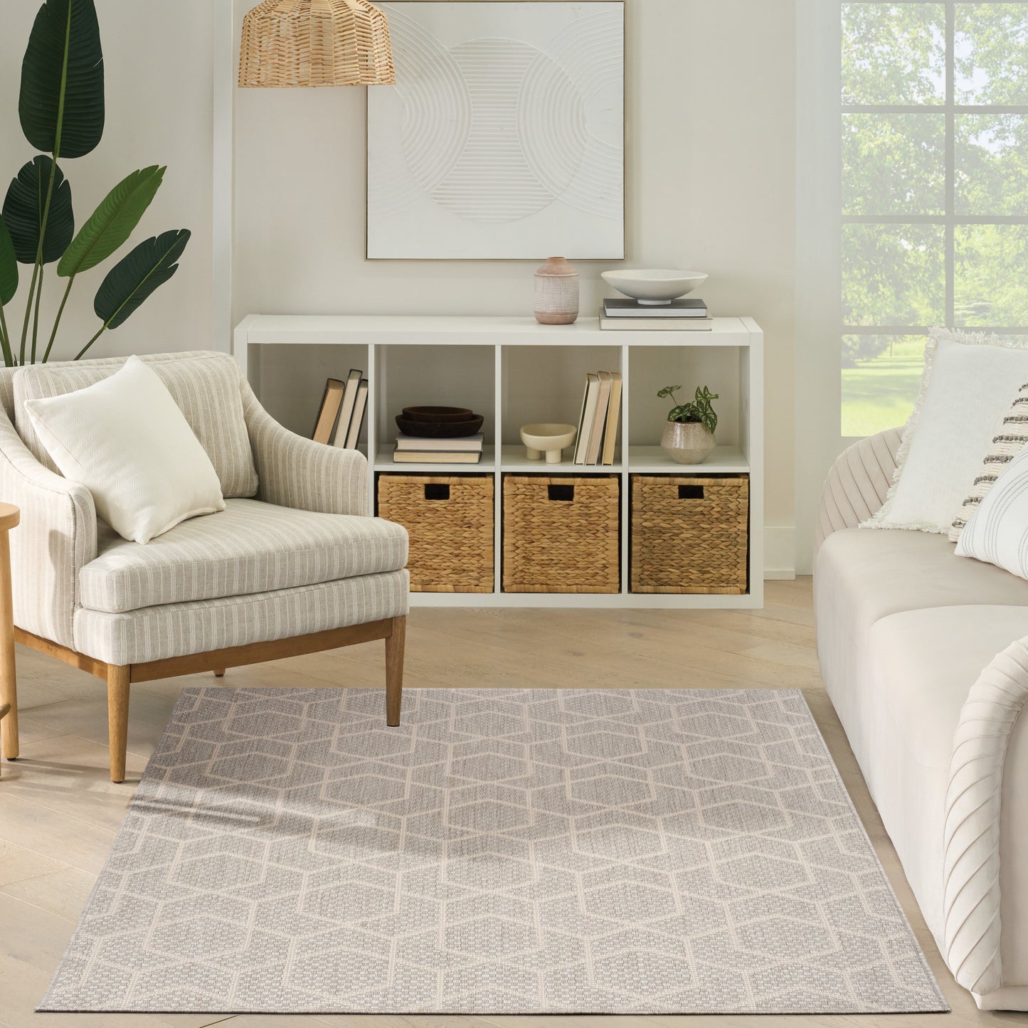 Nourison Horizon Indoor/Outdoor 5' x 7' Grey Modern Rug