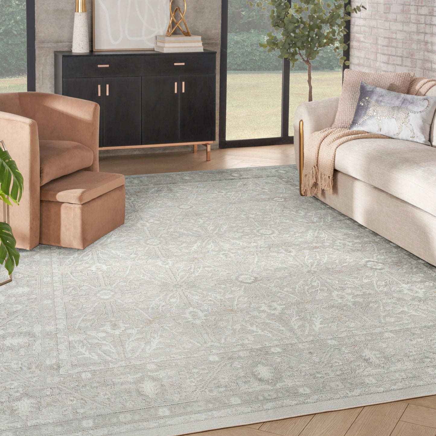 Nourison Dekor 7'10" x 9'10" Grey Vintage Indoor Rug
