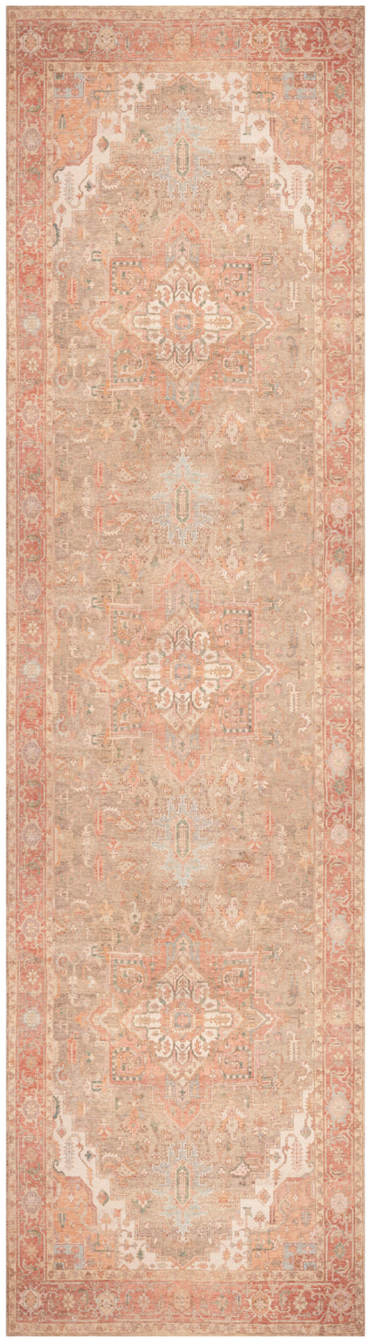 Nourison Vintage Washables 2'2" x 8' Coral Taupe Vintage Indoor Rug