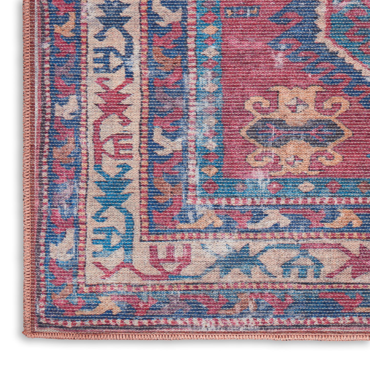 Nourison New Concept Washables 2' x 3'9" Red Navy Vintage Indoor Rug