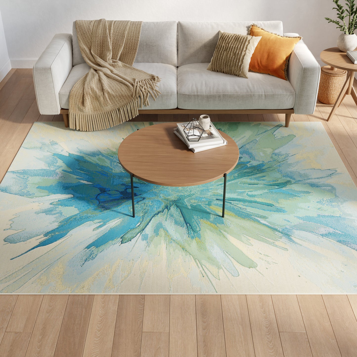 Nourison Color Splash 4' x 6' Ivory Blue Modern Rug