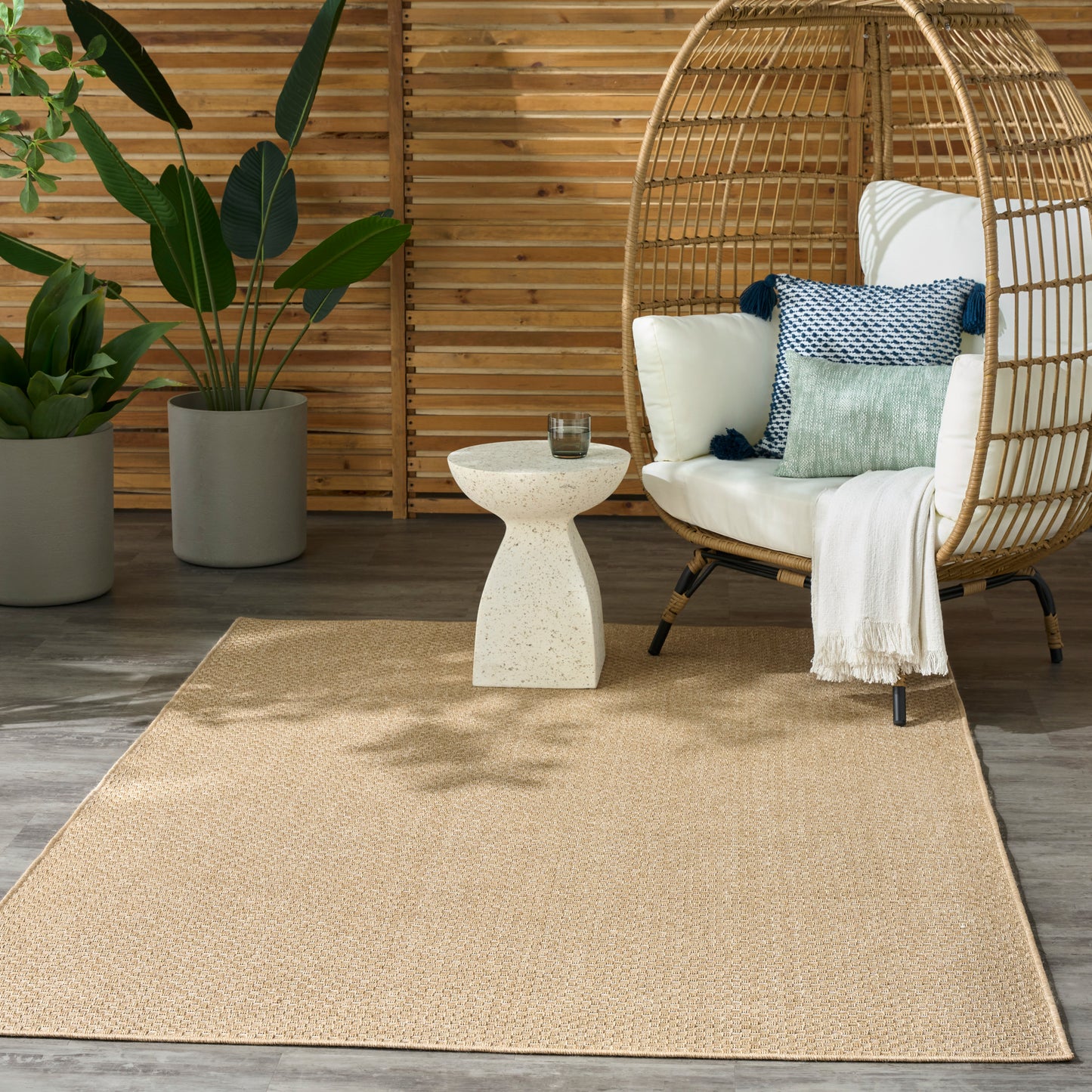 Nourison Tulum 5'3" x 7' Taupe Outdoor Rug