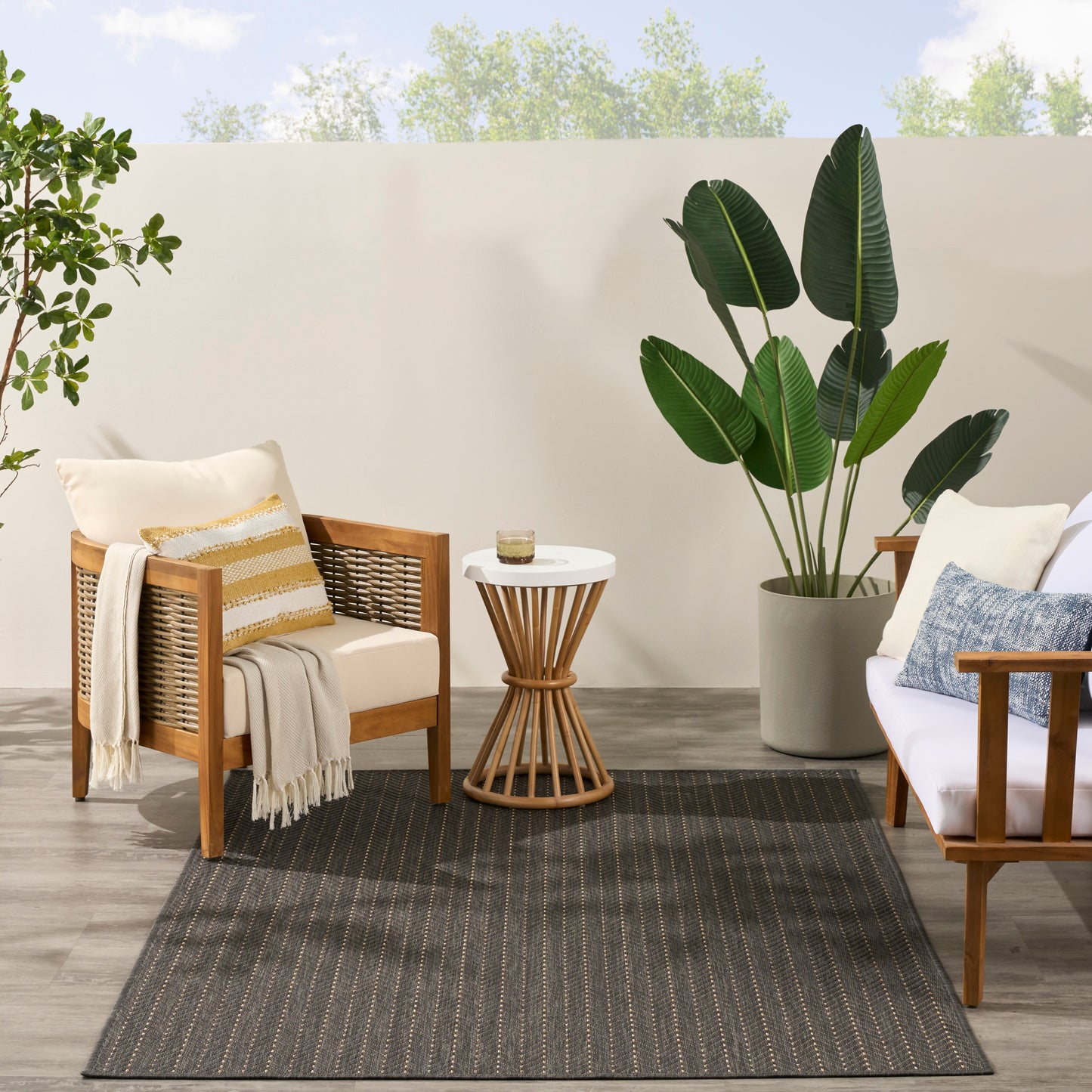 Nourison Horizon Indoor/Outdoor 5' x 7' Charcoal Modern Rug