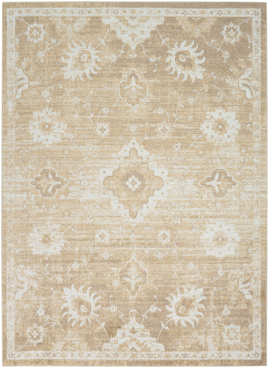 Nourison Astra Machine Washable 5'3" x 7' Ivory Gold Vintage Indoor Rug