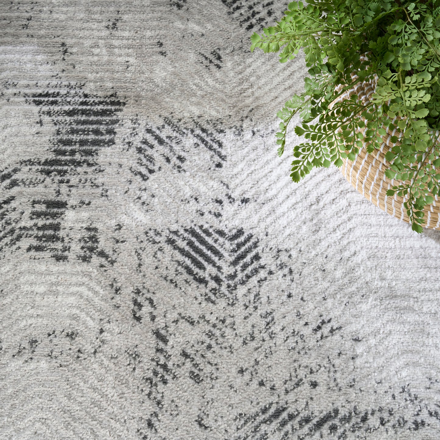 Nourison Dekor 5'3" x 7' Grey Charcoal Modern Indoor Rug
