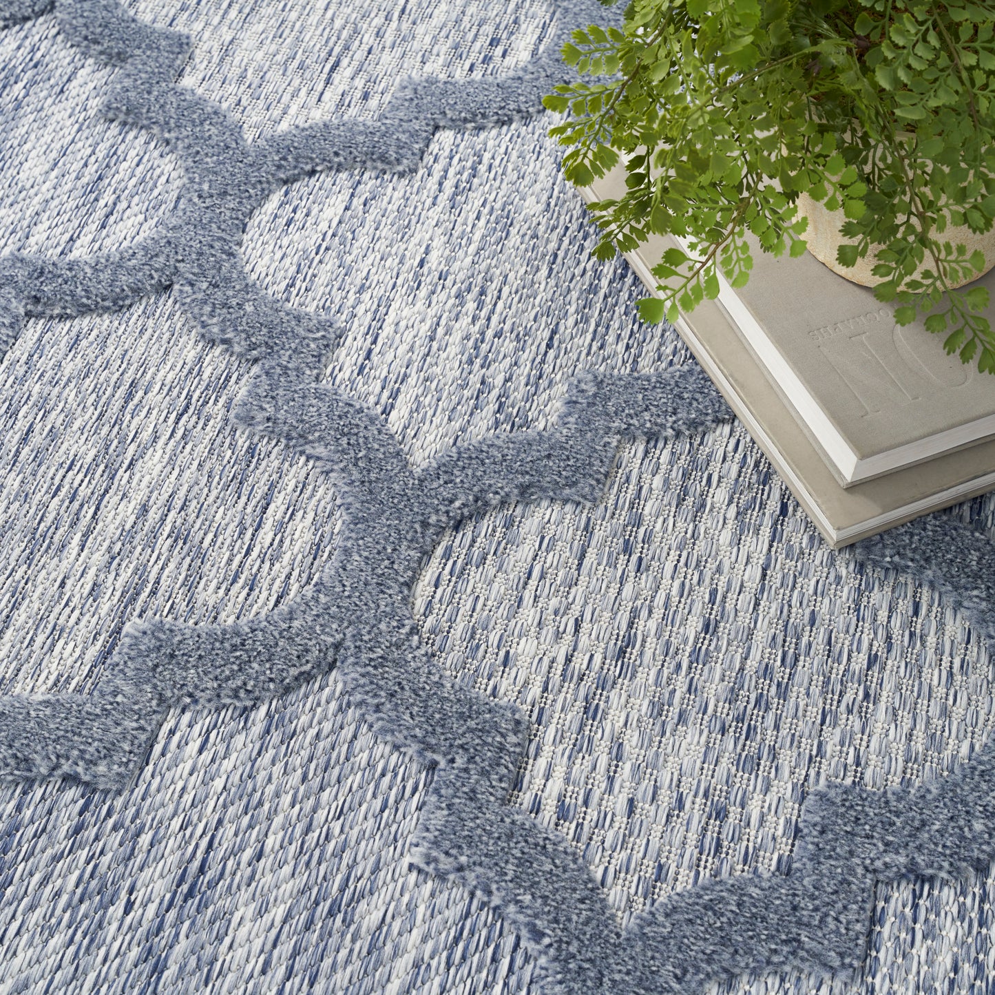 Nourison Easy Care 9' x 12' Denim Blue Modern Rug