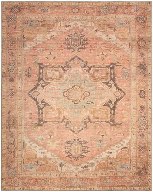 Nourison Vintage Washables 9'10" x 13'2" Coral Multicolor Vintage Indoor Rug