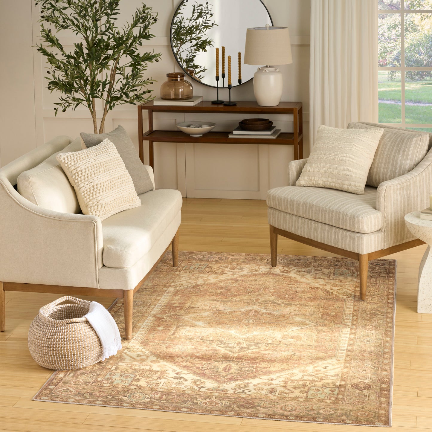 Nourison Vintage Washables 4' x 6' Gold Vintage Indoor Rug
