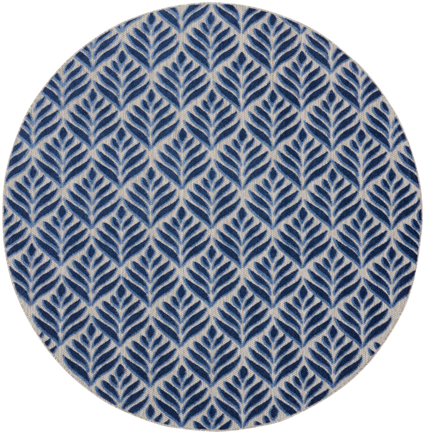 Nourison Aloha 5'3" x Round Blue Tropical Rug