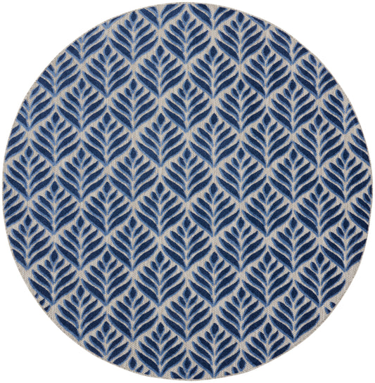 Nourison Aloha 5'3" x Round Blue Tropical Rug