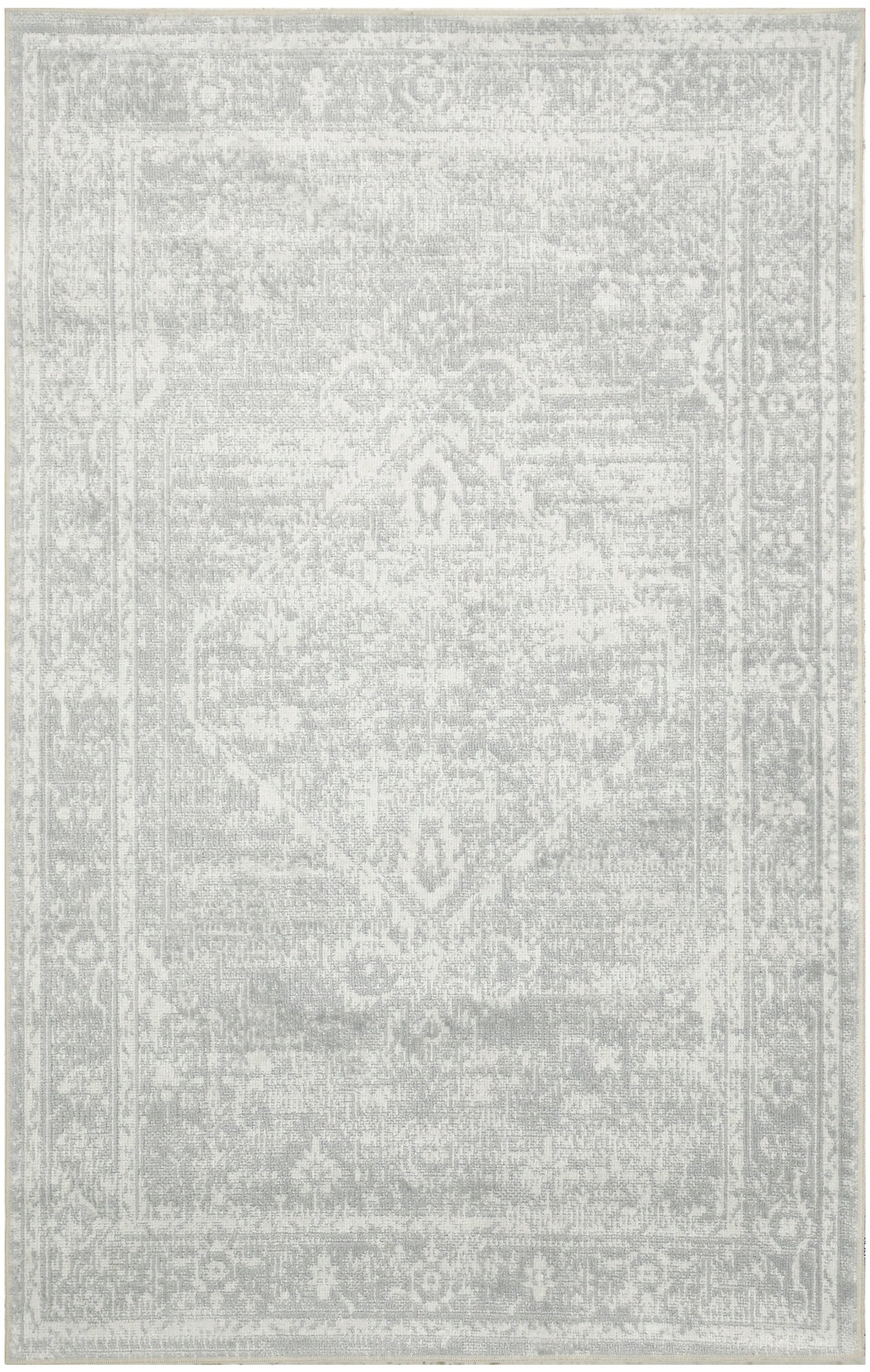 Nourison Astra Machine Washable 3'3" x 5' Light Grey Vintage Indoor Rug