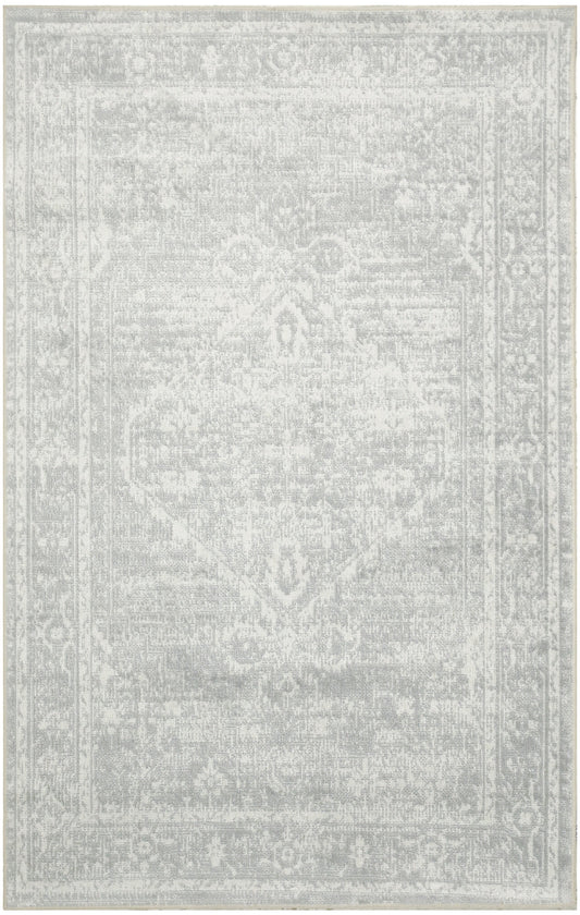 Nourison Astra Machine Washable 3'3" x 5' Light Grey Vintage Indoor Rug