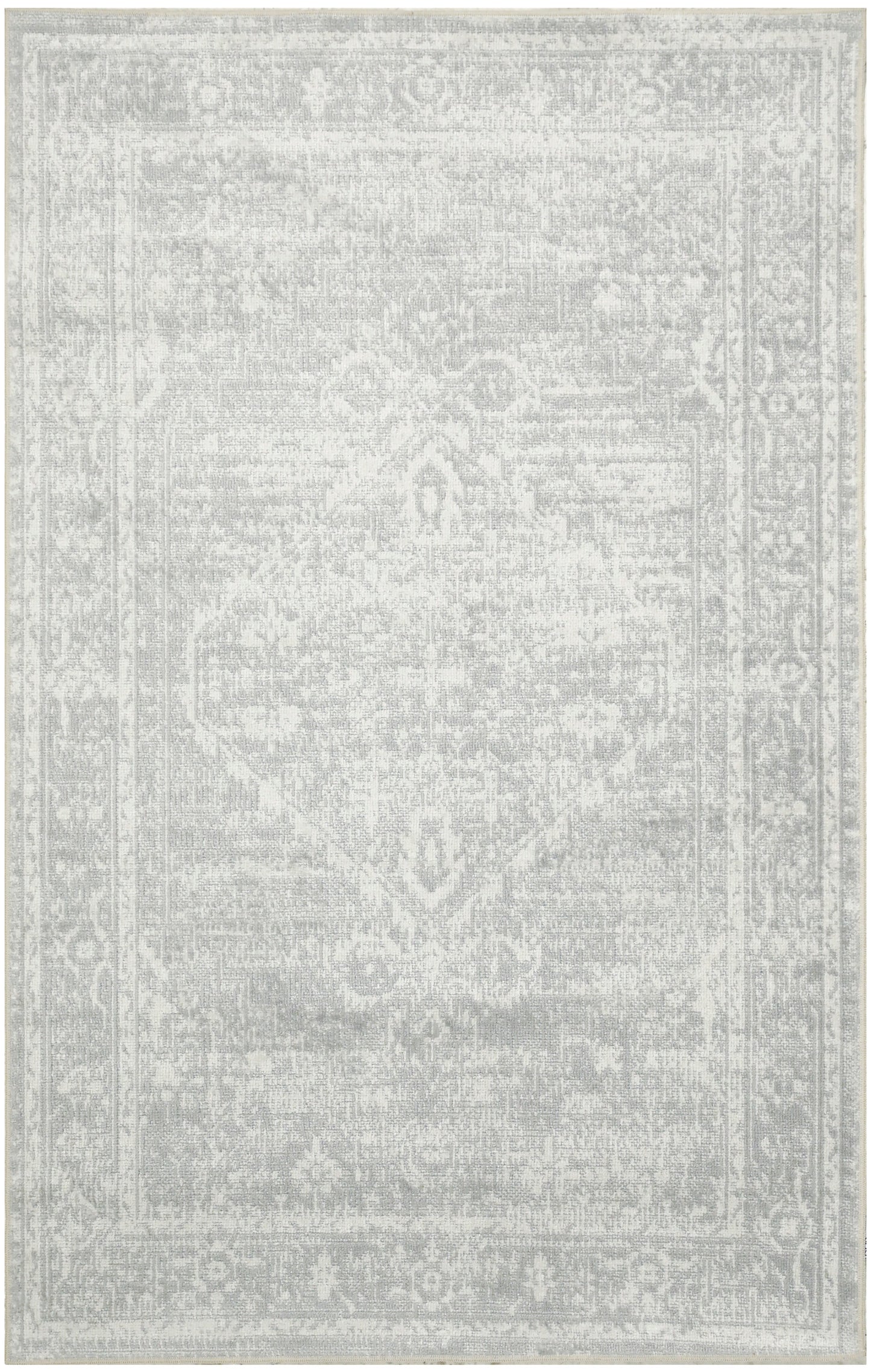 Nourison Astra Machine Washable 2' x 3' Light Grey Vintage Indoor Rug
