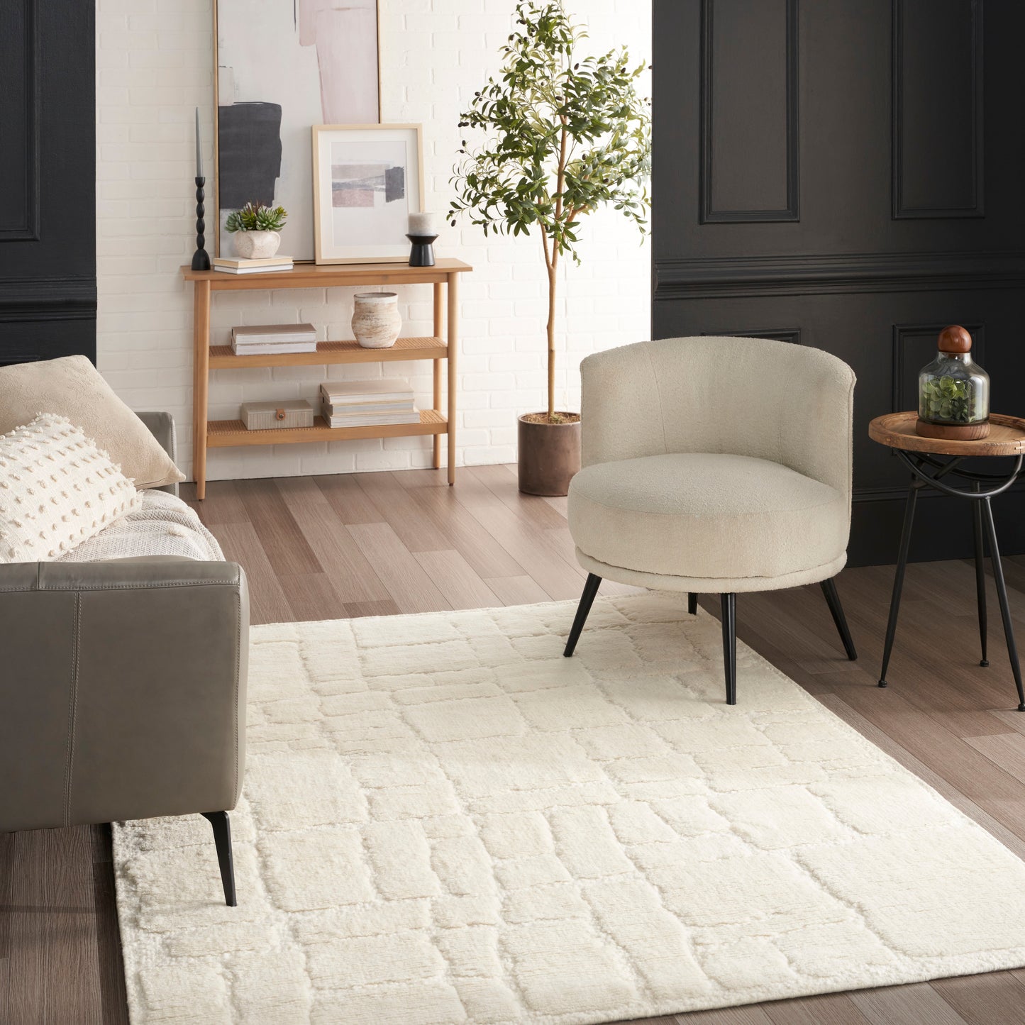 Nourison Blanco 5'3" x 7'5" Ivory Modern Indoor Rug