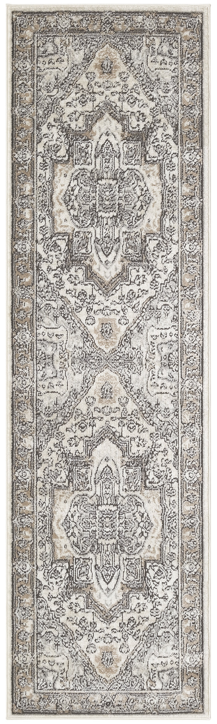 Nourison Quarry 2'2" x 10' Ivory Grey Taupe Vintage Indoor Rug