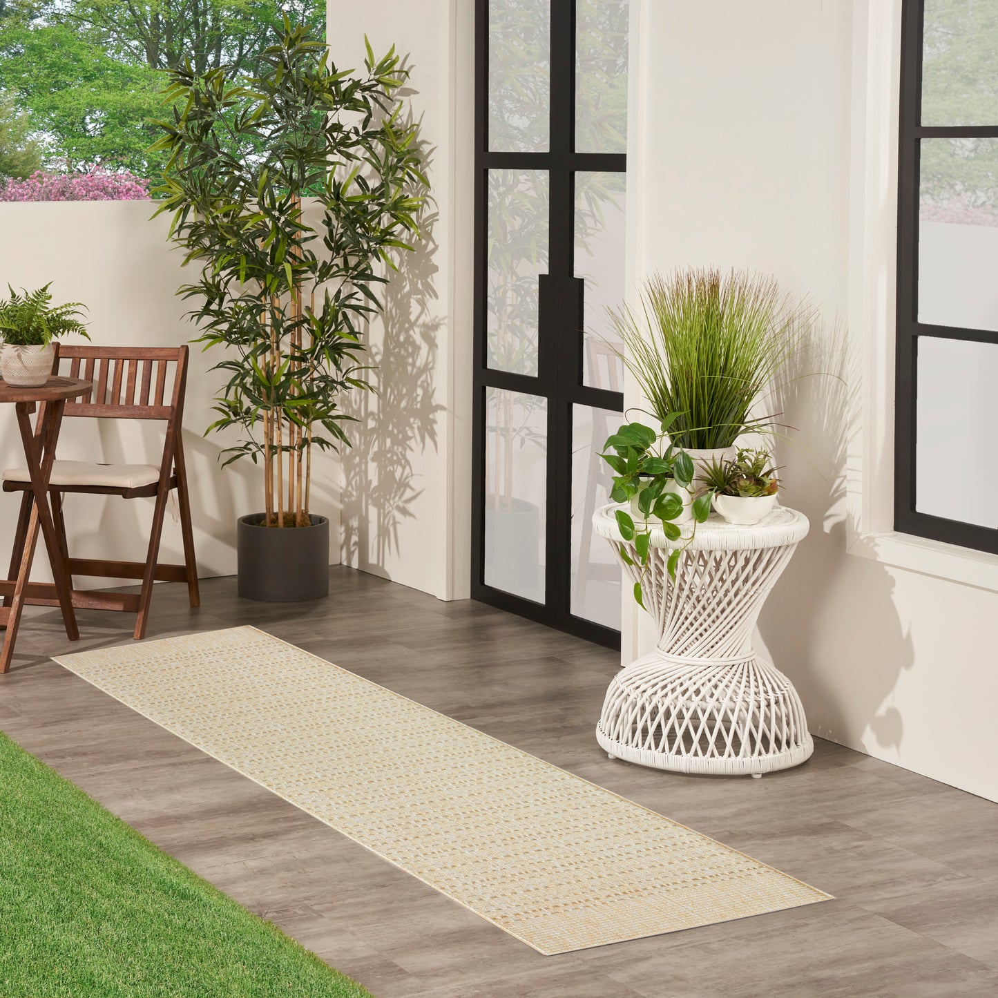 Nourison Tulum 2' x 6' Cream Outdoor Rug