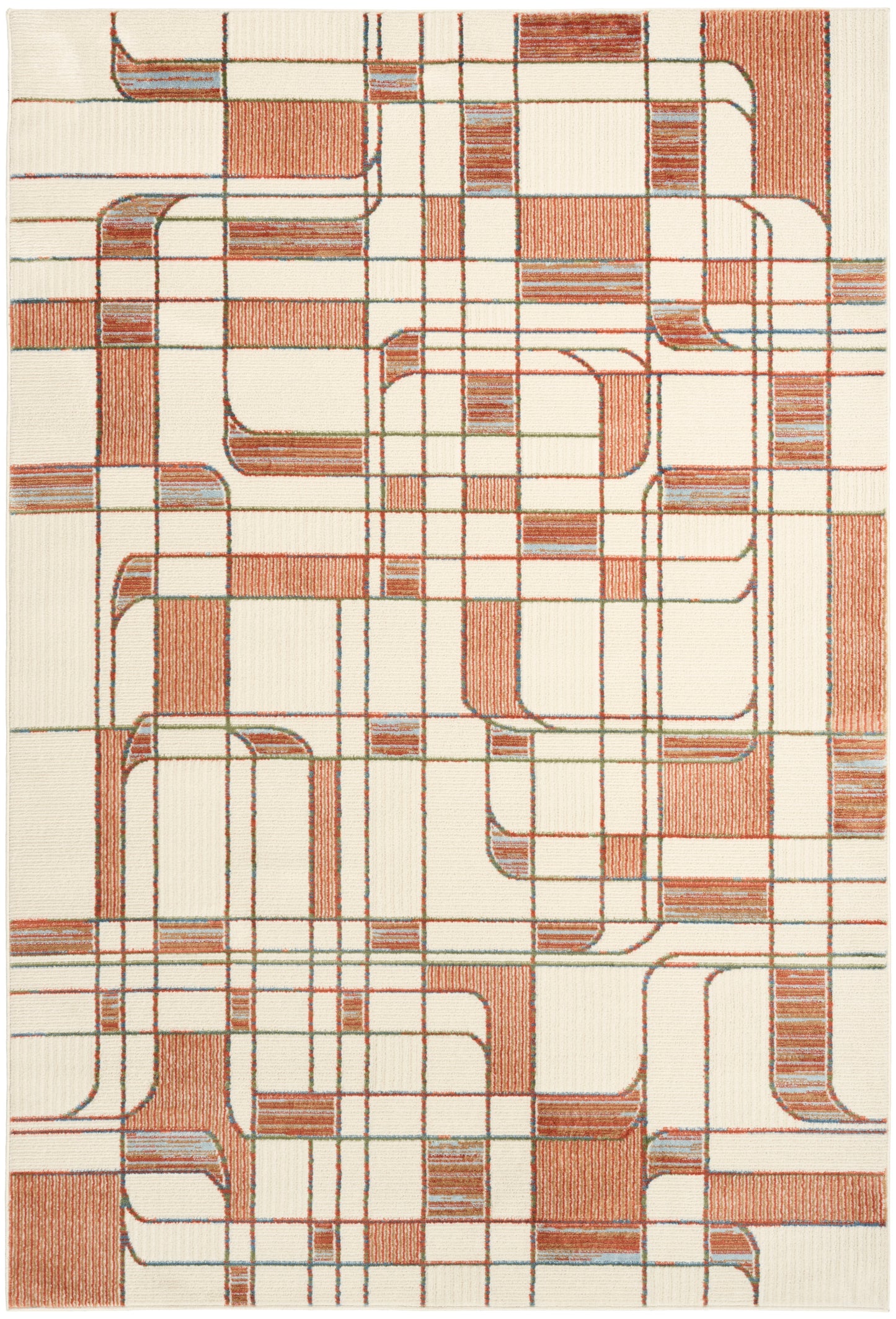 Nourison Nordic 5' x 7' Ivory Rust Mid-Century Modern Indoor Rug