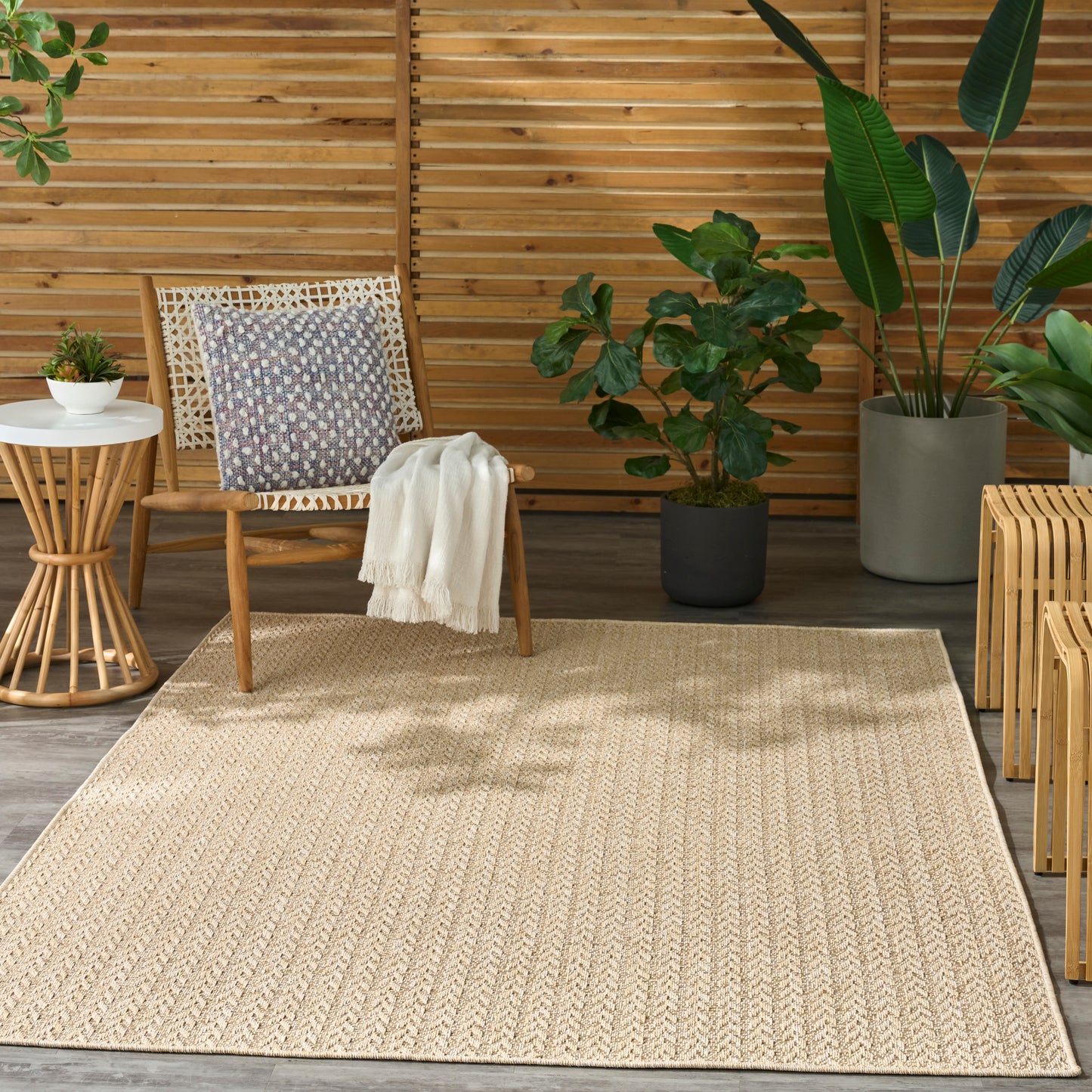Nourison Tulum 4' x 6' Cream Outdoor Rug