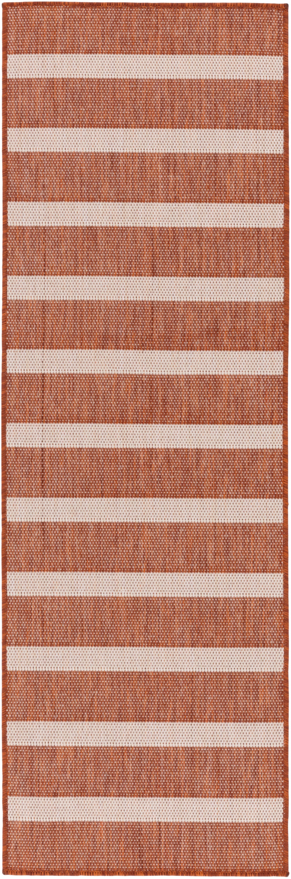 Nourison Positano 2' x 6' Terracotta Ivory Modern Rug