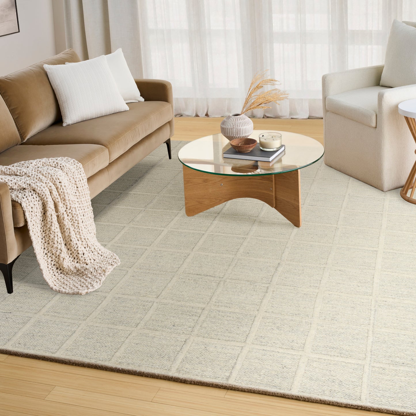 DKNY Pure Framework 9'6" x 13'6" Ivory Modern Indoor Rug
