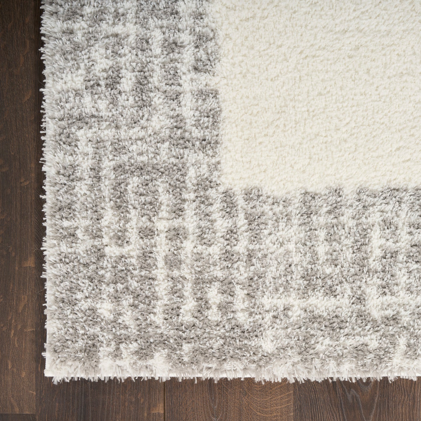 Nourison Pacific Shag 5'3" x 7'3" Ivory Grey Shag Indoor Rug