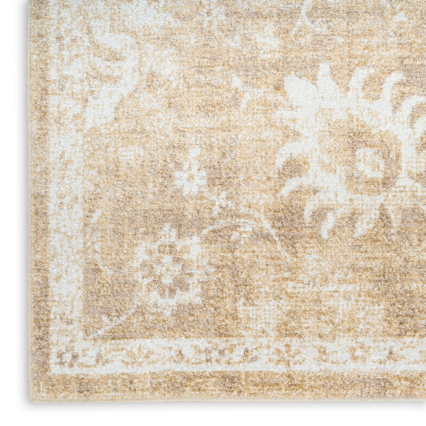 Nourison Astra Machine Washable 2' x 6' Ivory Gold Vintage Indoor Rug