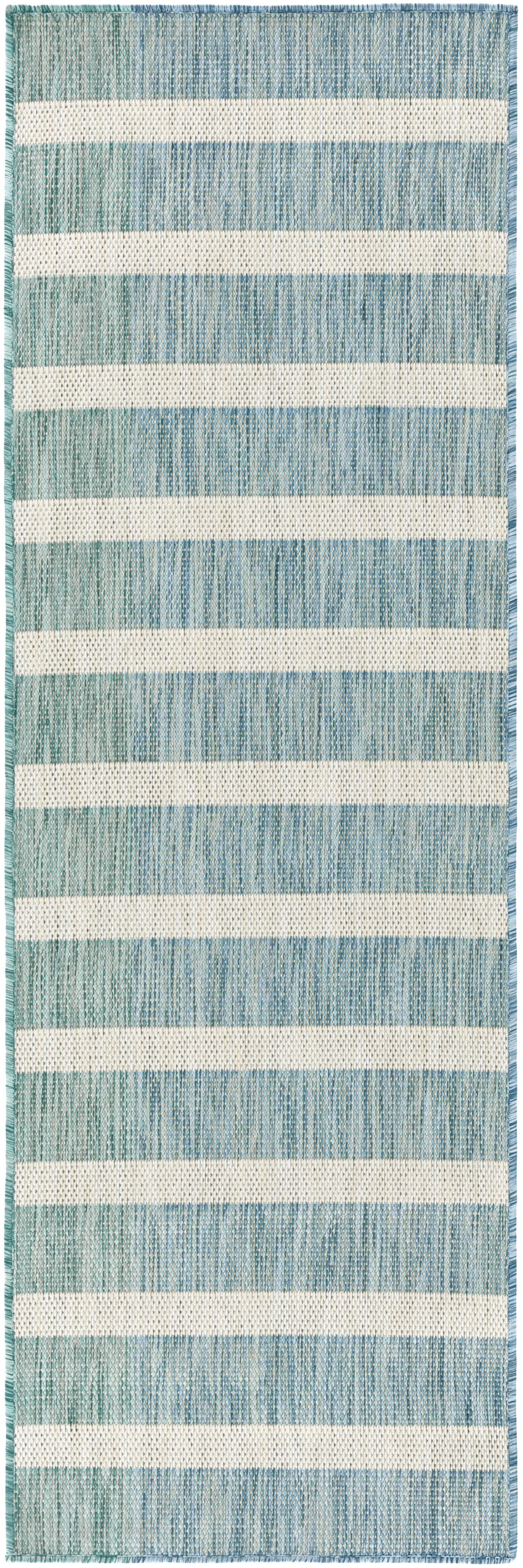 Nourison Positano 2' x 6' Aqua Ivory Modern Rug