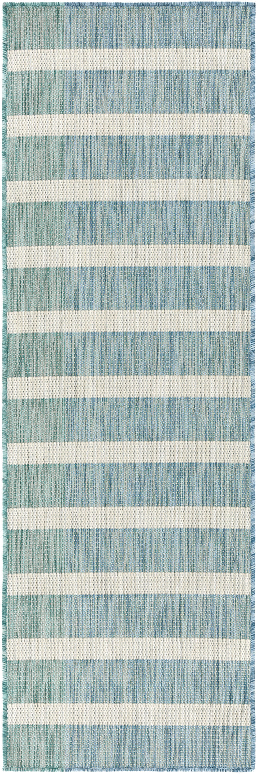 Nourison Positano 2' x 6' Aqua Ivory Modern Rug