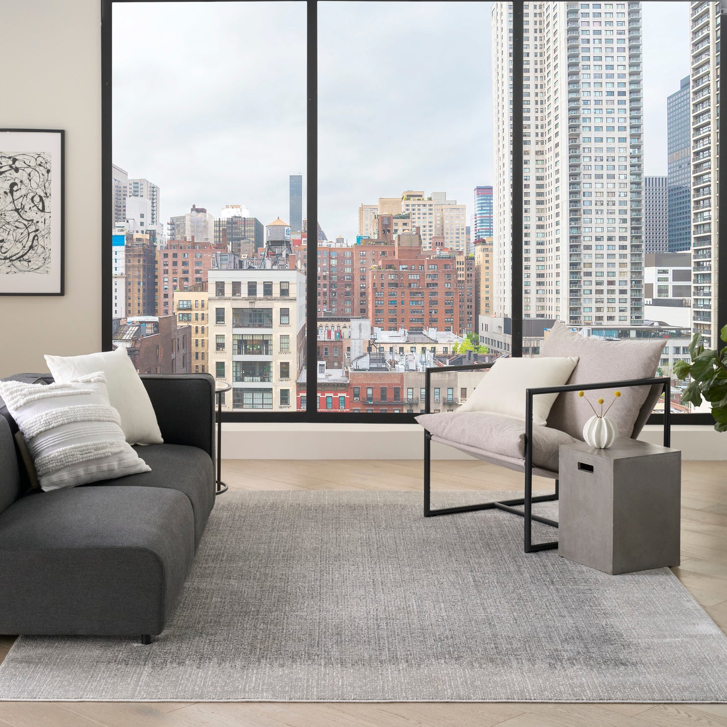 DKNY Grand Street 9' x 12' Light Grey Modern Indoor Rug