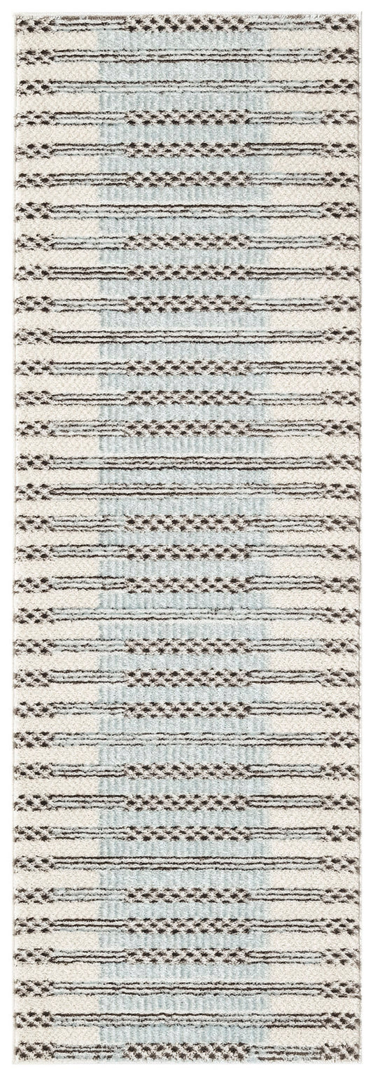 Nourison Nordic 2' x 6' Ivory Blue Modern Indoor Rug