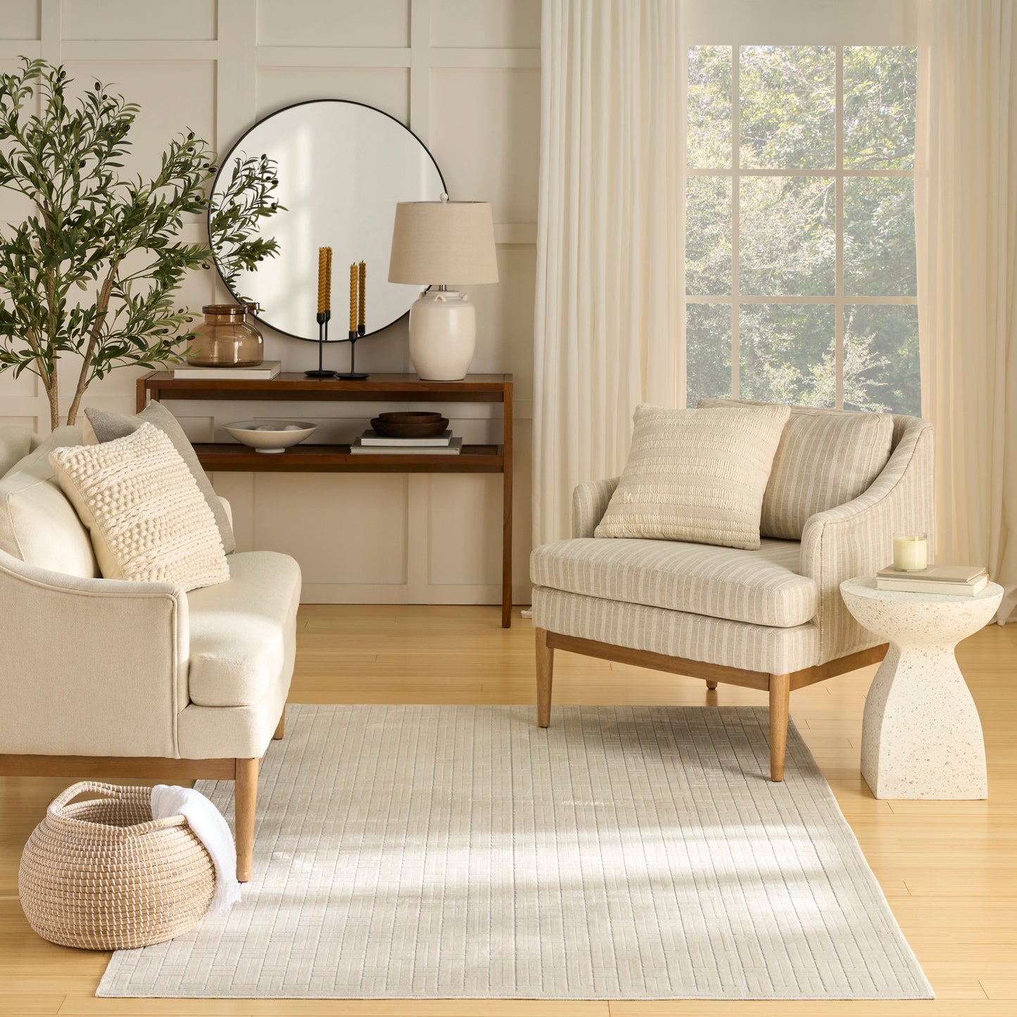 Nourison Washable Charm 4' x 6' Ivory Modern Indoor Rug