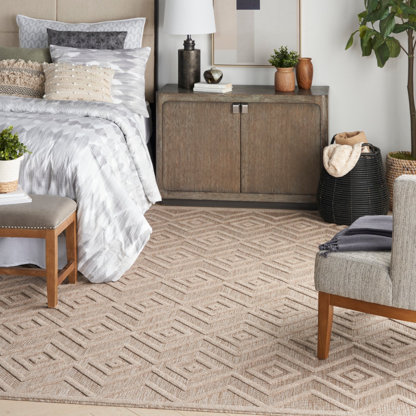 Nourison Versatile 9' x 12' Natural Beige Modern Rug