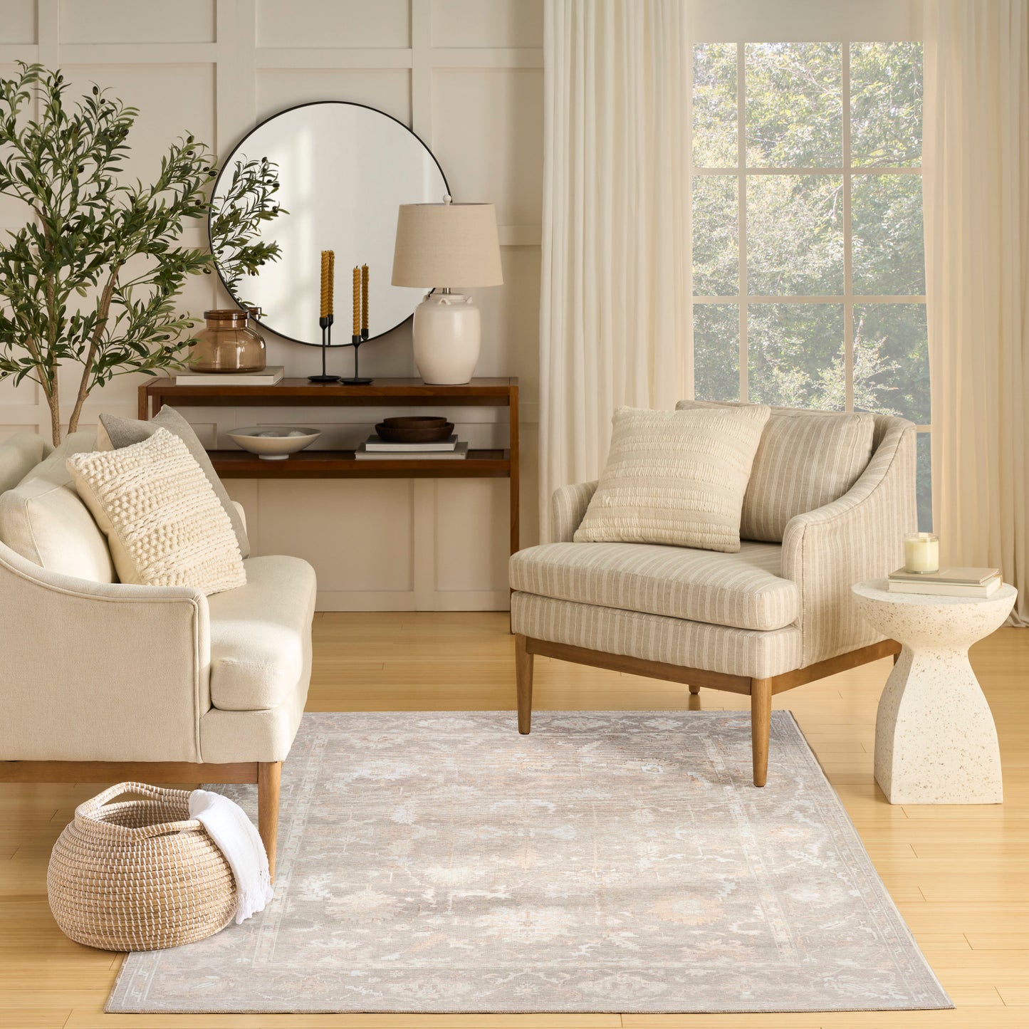 Nourison Vintage Washables 4' x 6' Grey Vintage Indoor Rug