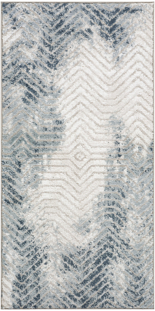 Nourison Dekor 2' x 4' Grey Navy Modern Indoor Rug