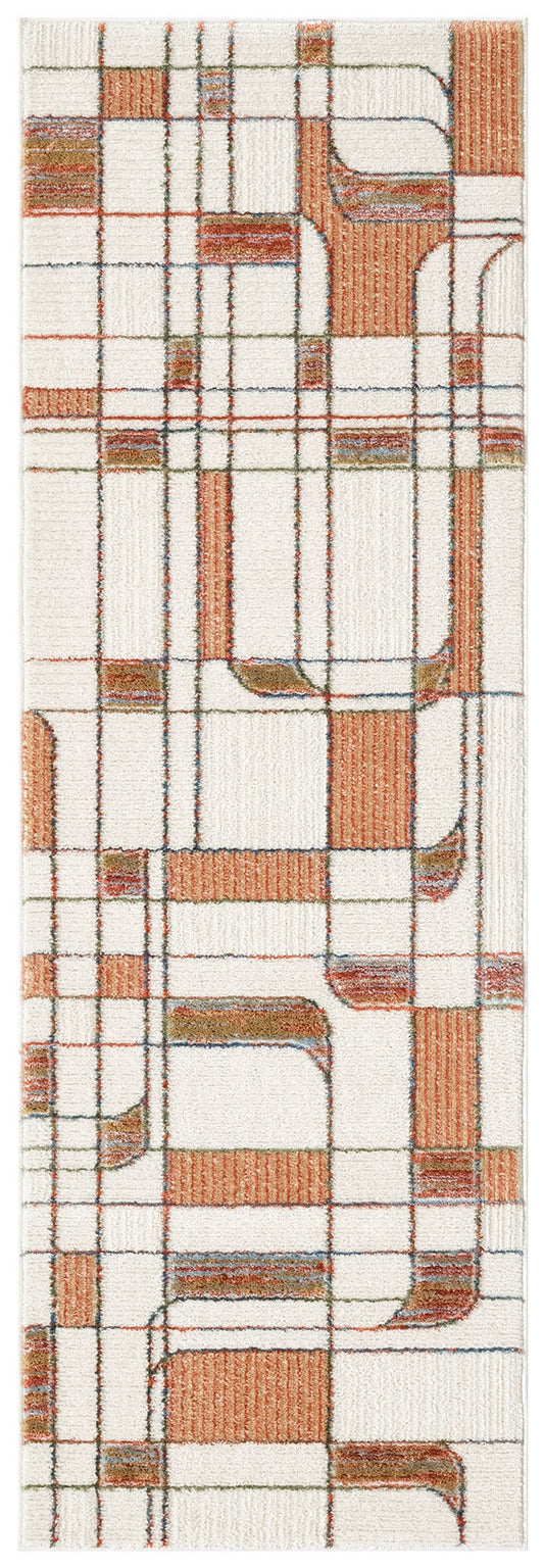 Nourison Nordic 2' x 6' Ivory Rust Mid-Century Modern Indoor Rug