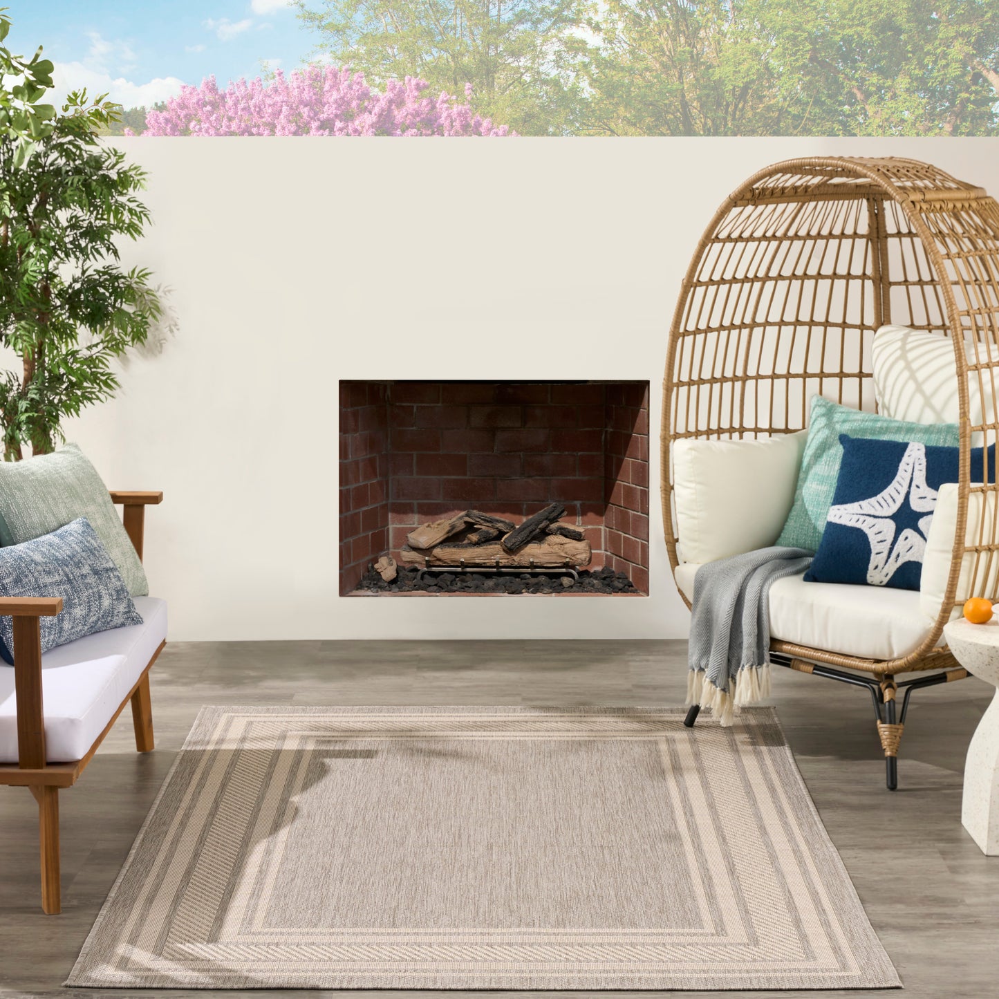 Nourison Horizon Indoor/Outdoor 5' x 7' Grey Modern Rug