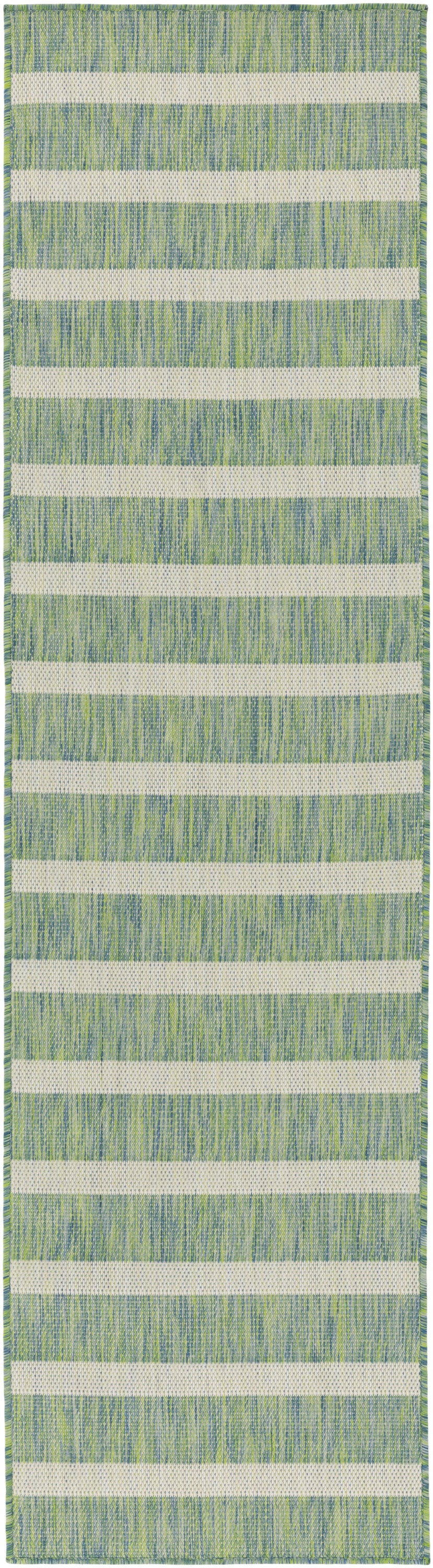 Nourison Positano 2'2" x 10' Blue Green Ivory Modern Rug