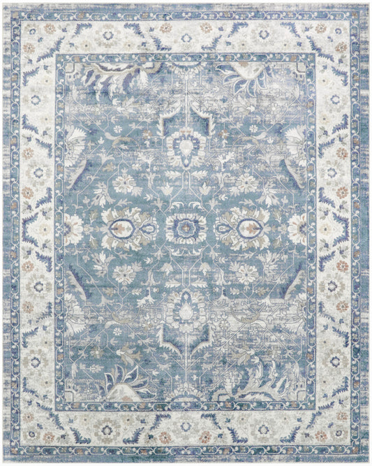 Nourison Astra Machine Washable 9' x 12' Blue Vintage Indoor Rug