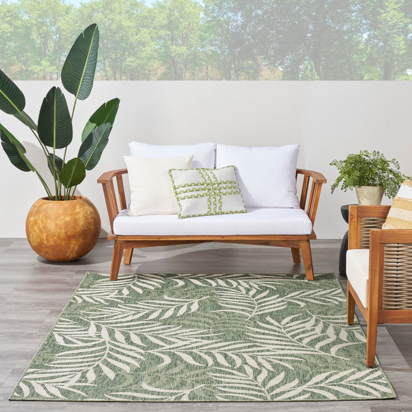 Nourison Garden Oasis 10' x 14' Green Ivory Tropical Rug