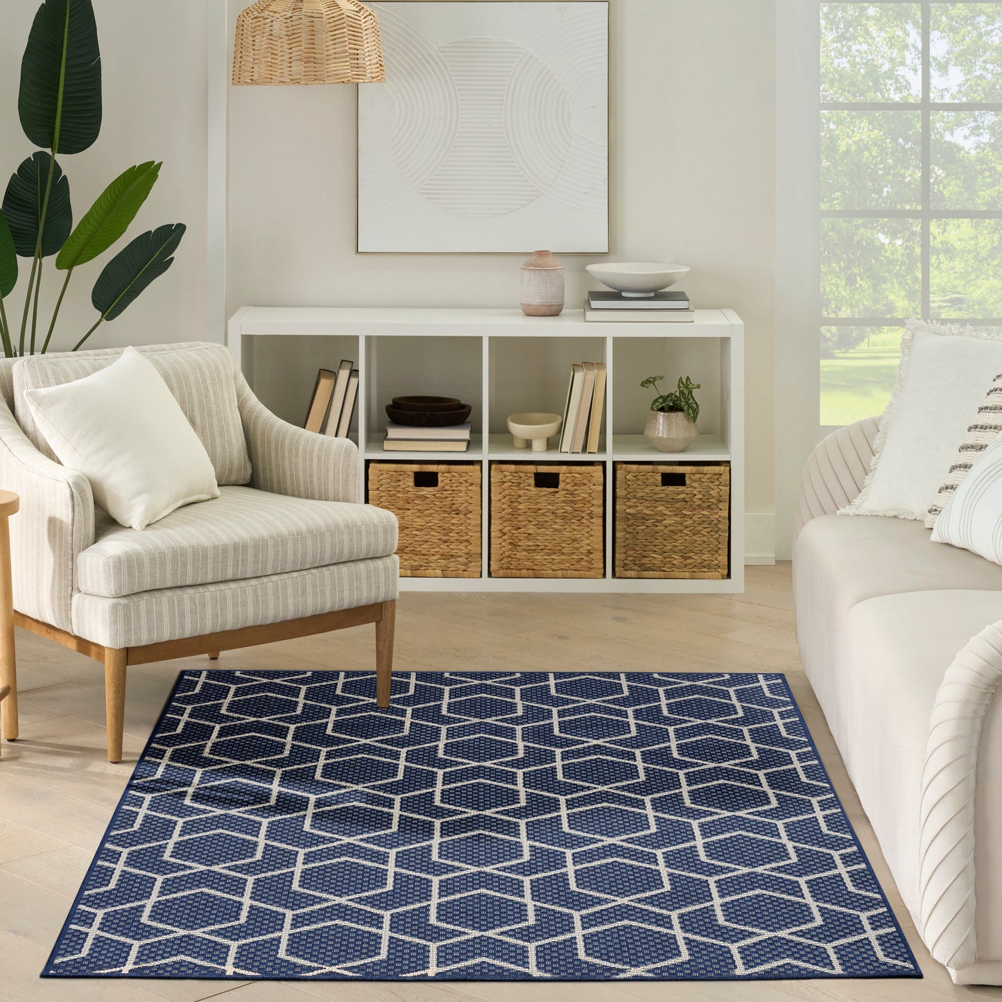 Nourison Horizon Indoor/Outdoor 4' x 6' Navy Modern Rug