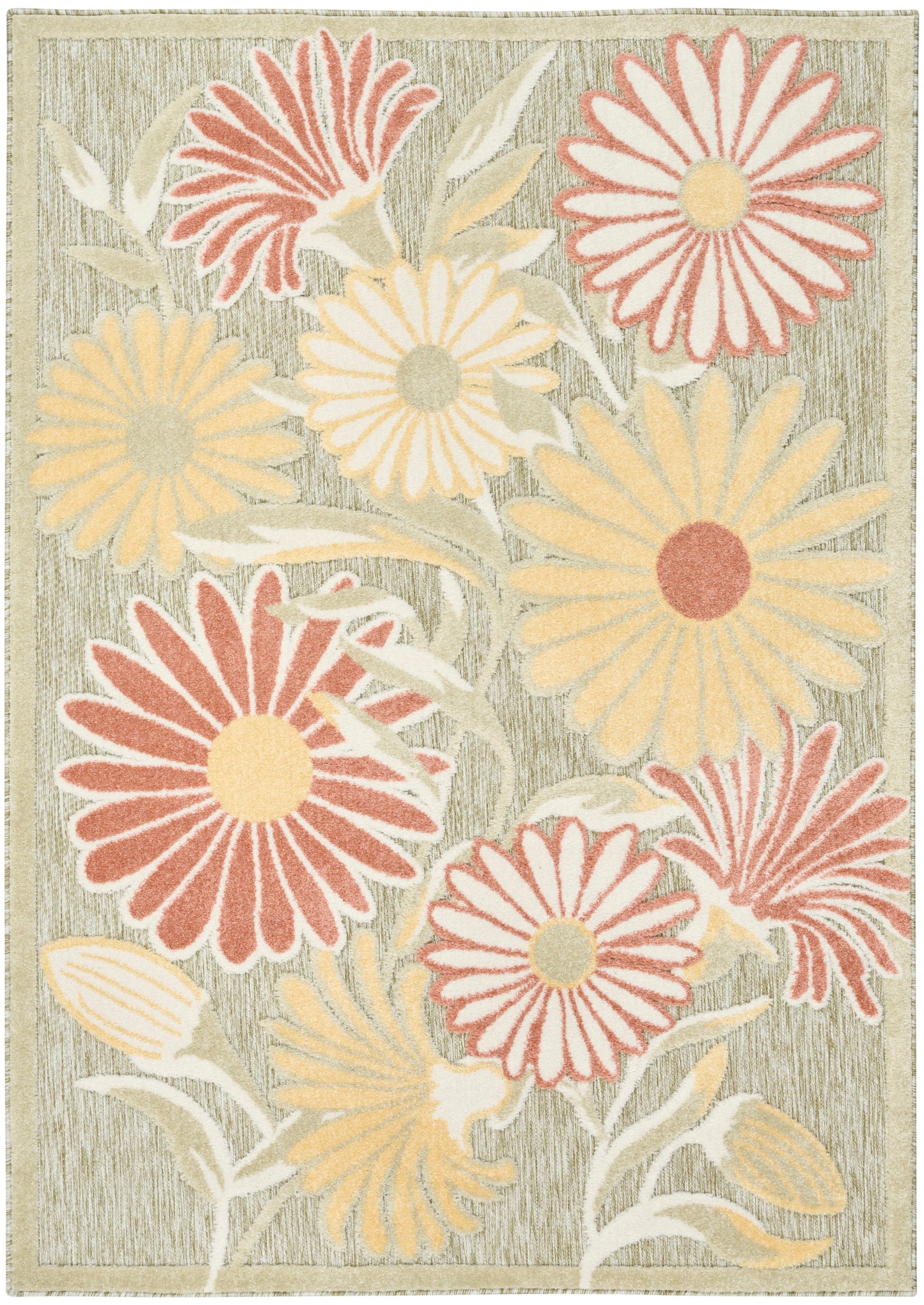 Nourison Aloha 3'6" x 5'6" Sage Rose Outdoor Rug
